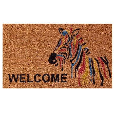 Configuracion 17 x 29 in. Zebra Welcome Rectangular Doormat Multi Color CO3360062